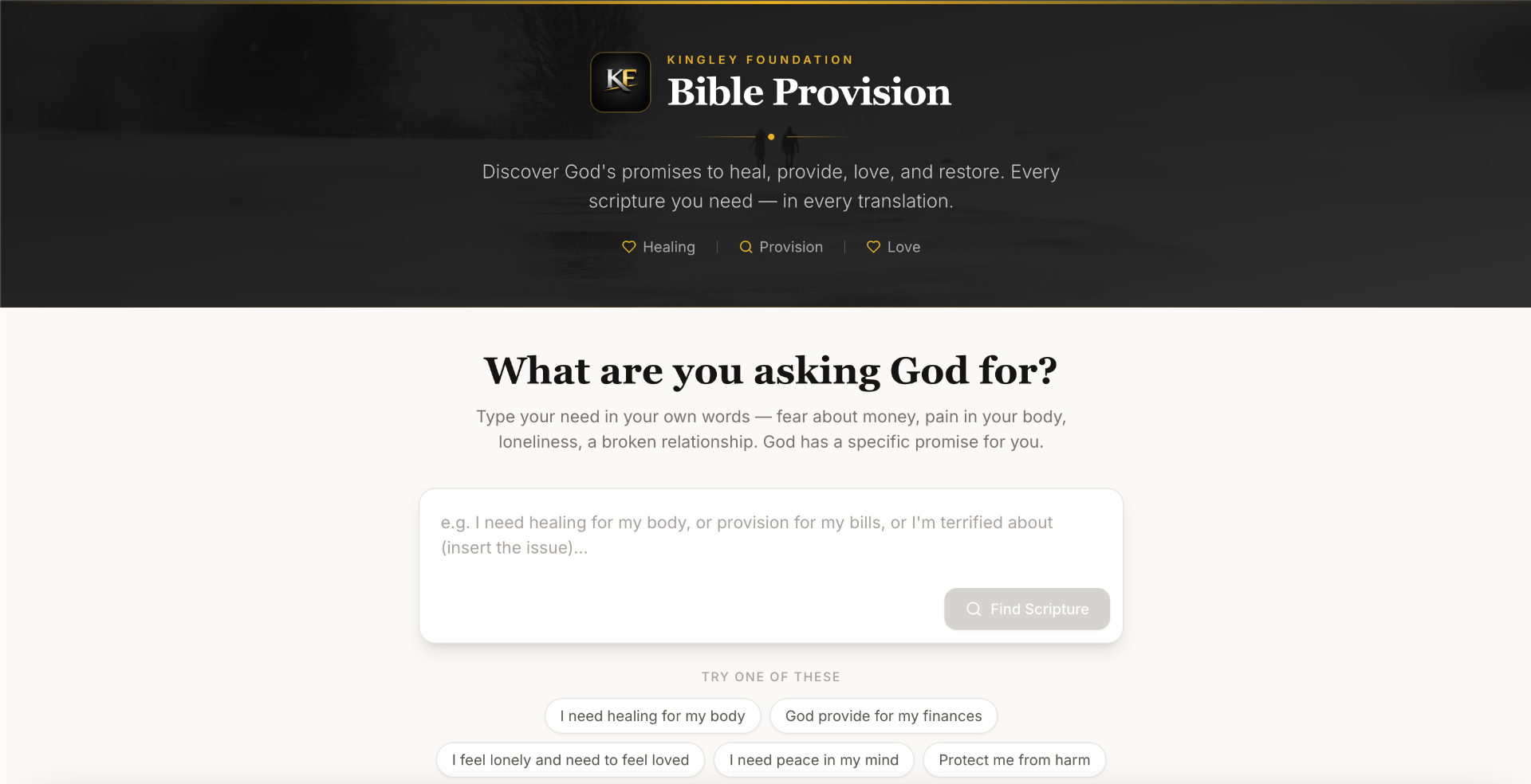 Bible Provision — search God’s promises across Bible translations